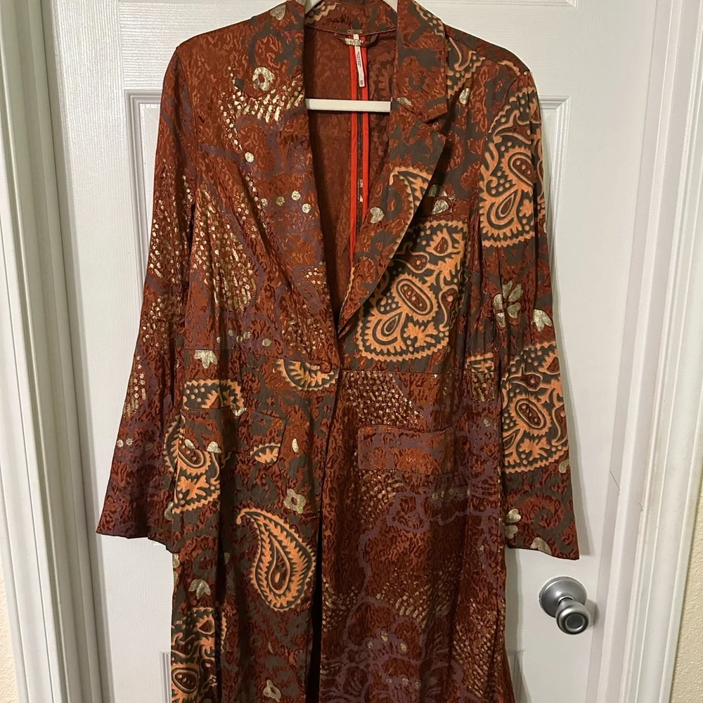 Free People Rust and Gray Patterned Jacket - Picture 3 of 4